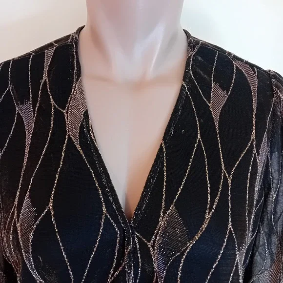 Autres Filles Sheer Arms Blouse Gold Metallic Sparkle Party Special Occasion XS - Picture 6 of 16